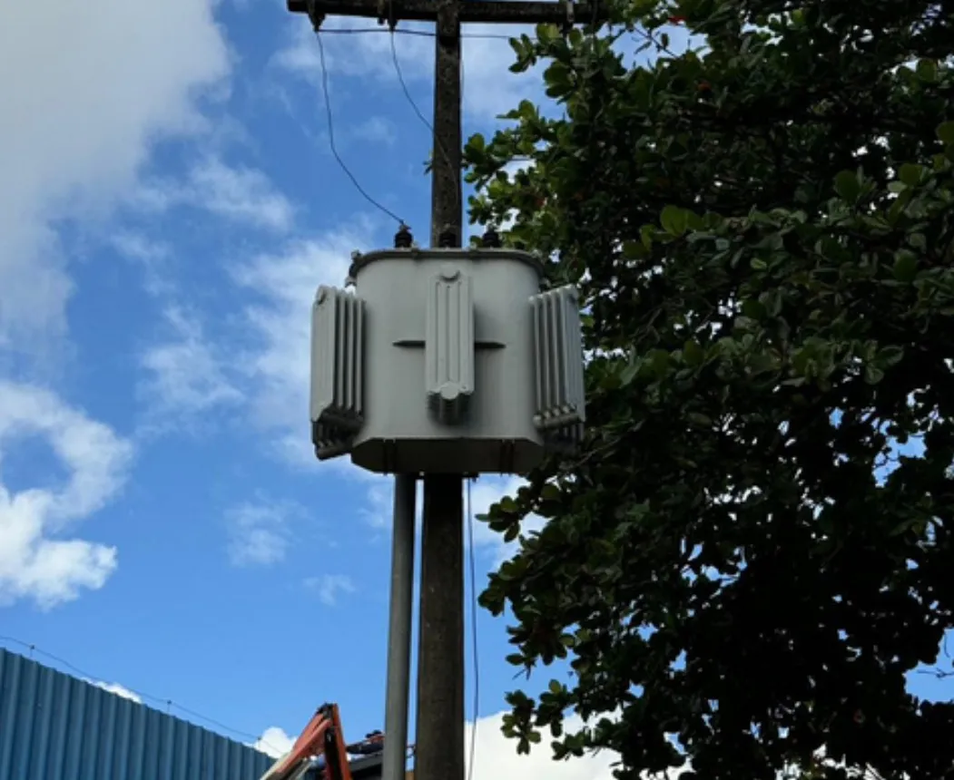 Subestação aérea de 150 kVA e SPDA — obra da TH Engenharia para Distribuidora União